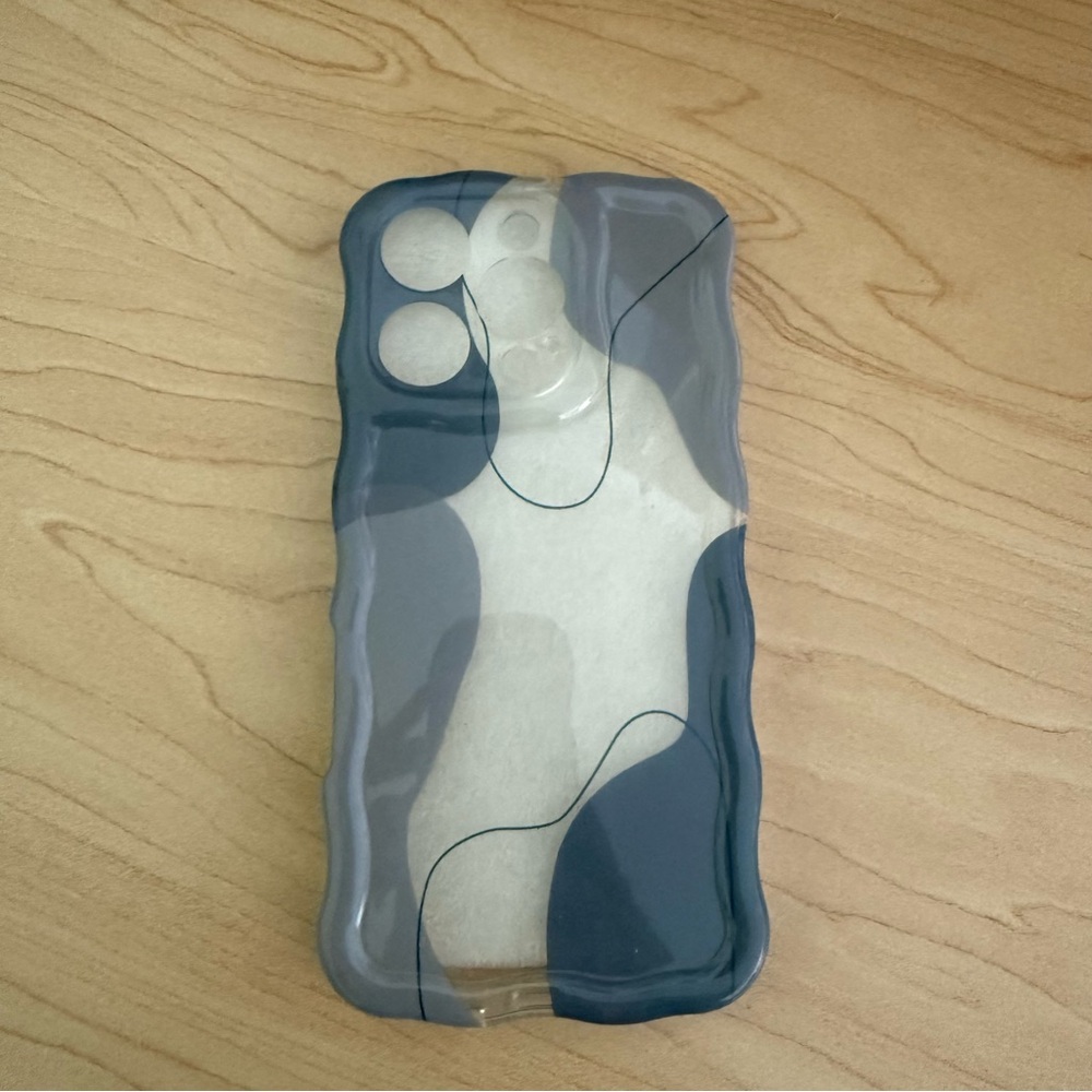 ⭐️ iPhone 16 Pro Abstract Blue and Clear Wavy Case